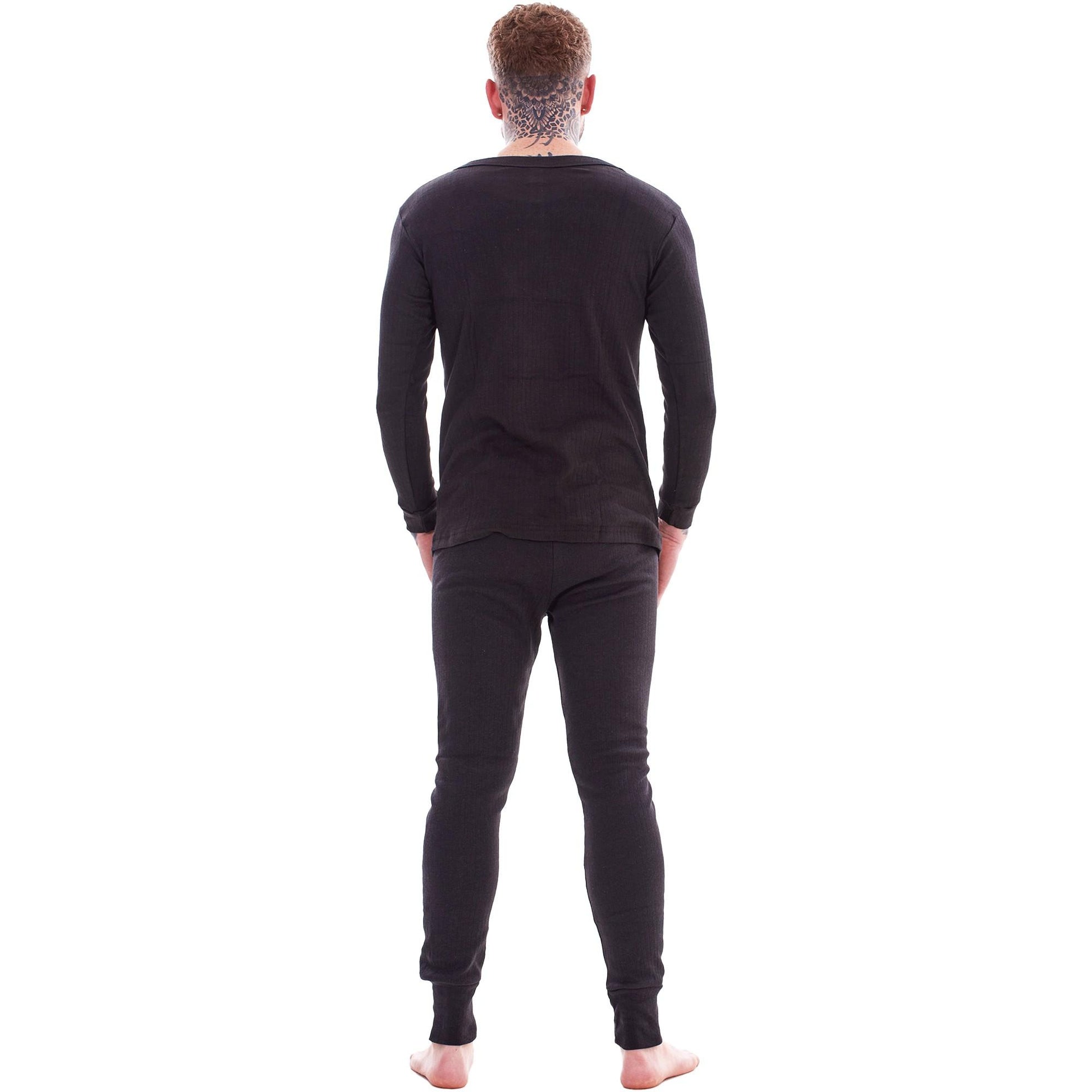 Black - Back - Heatforce Mens Thermal Base Layers (Pack of 2)
