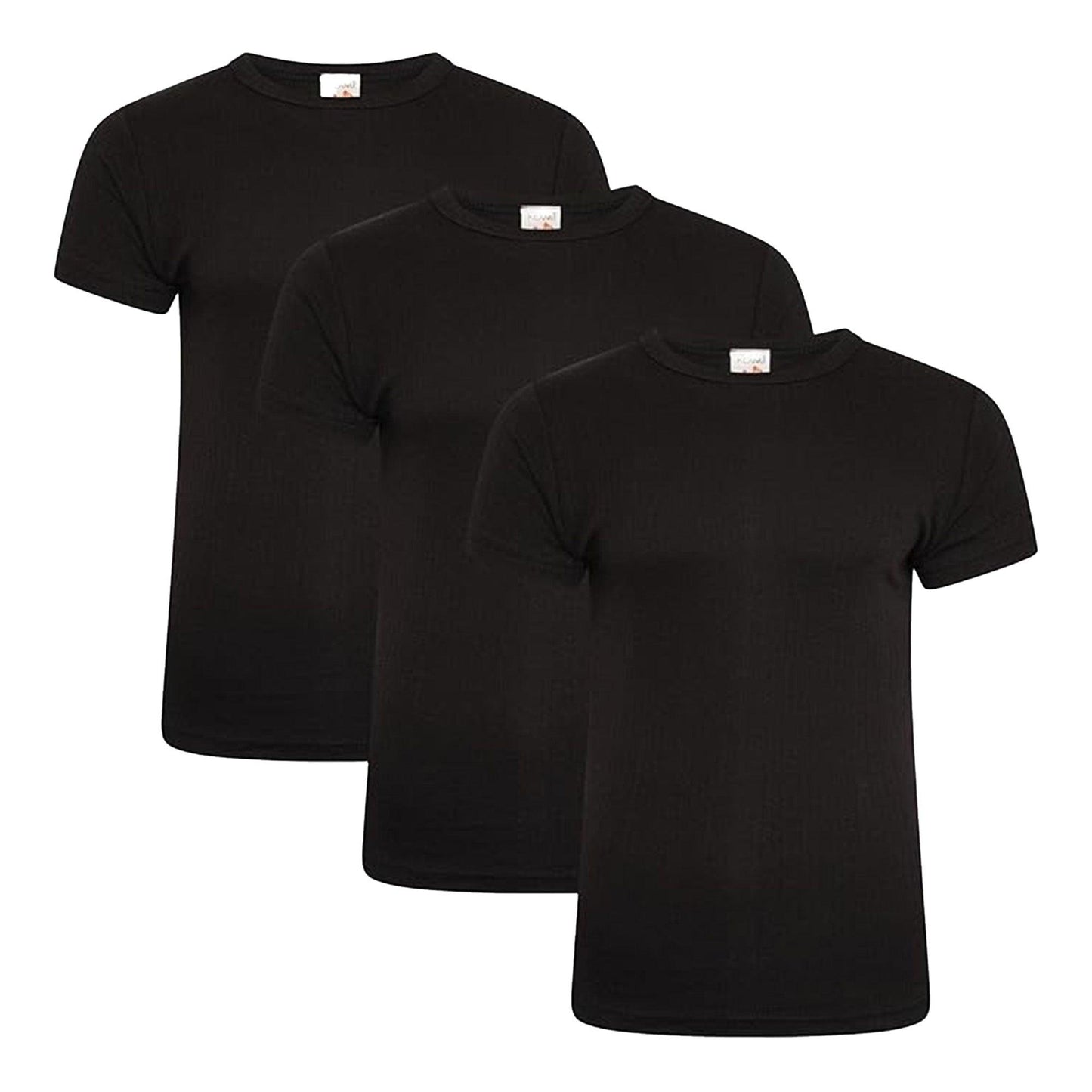 Black - Front - Keanu Mens Thermal T-Shirt (Pack of 3)