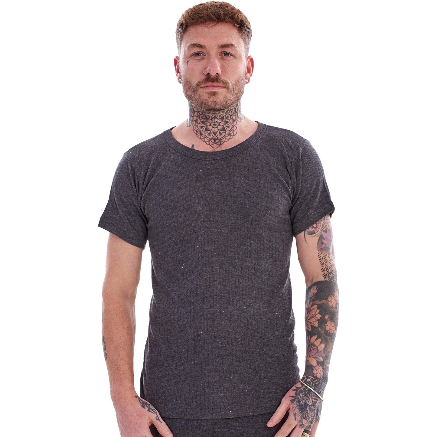 White - Close up - Keanu Mens Thermal T-Shirt (Pack of 3)