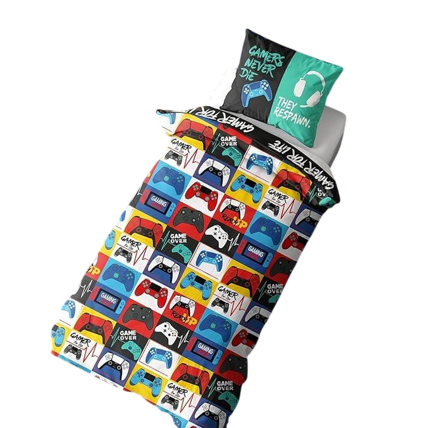 Multicoloured - Side - Gamer Levels Reversible Duvet Set