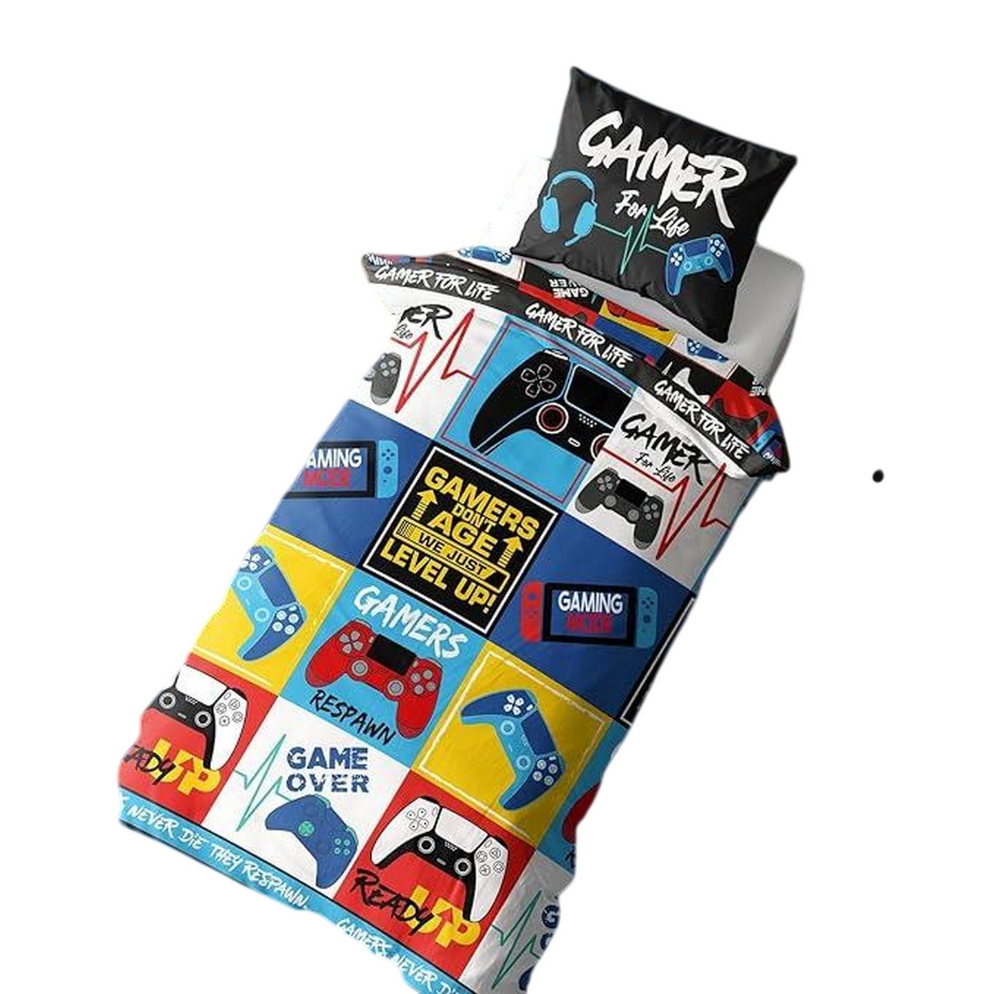 Multicoloured - Back - Gamer Levels Reversible Duvet Set