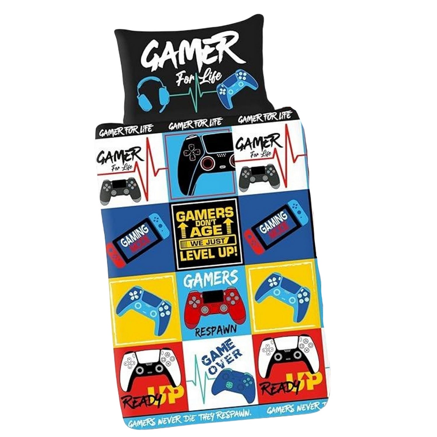 Multicoloured - Front - Gamer Levels Reversible Duvet Set