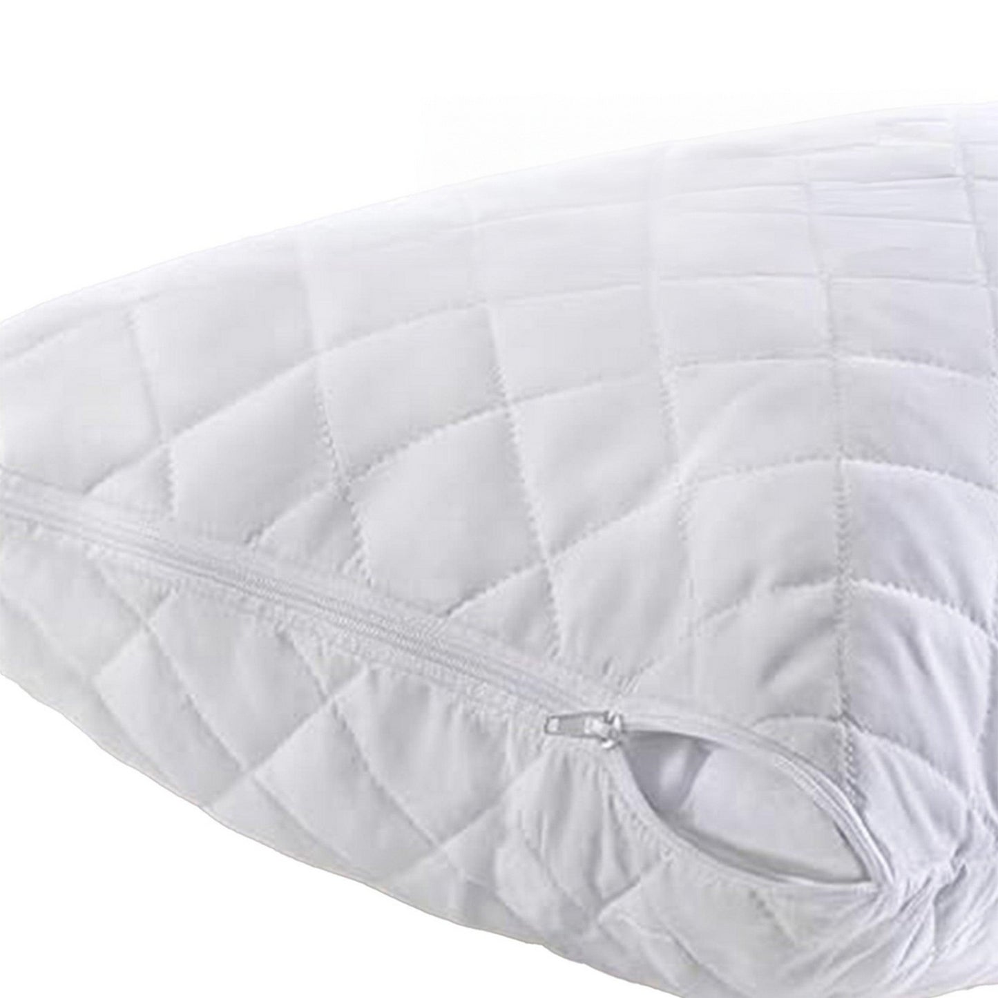 White - Back - K Collection Quilted Pillow Protector (Pack of 2)