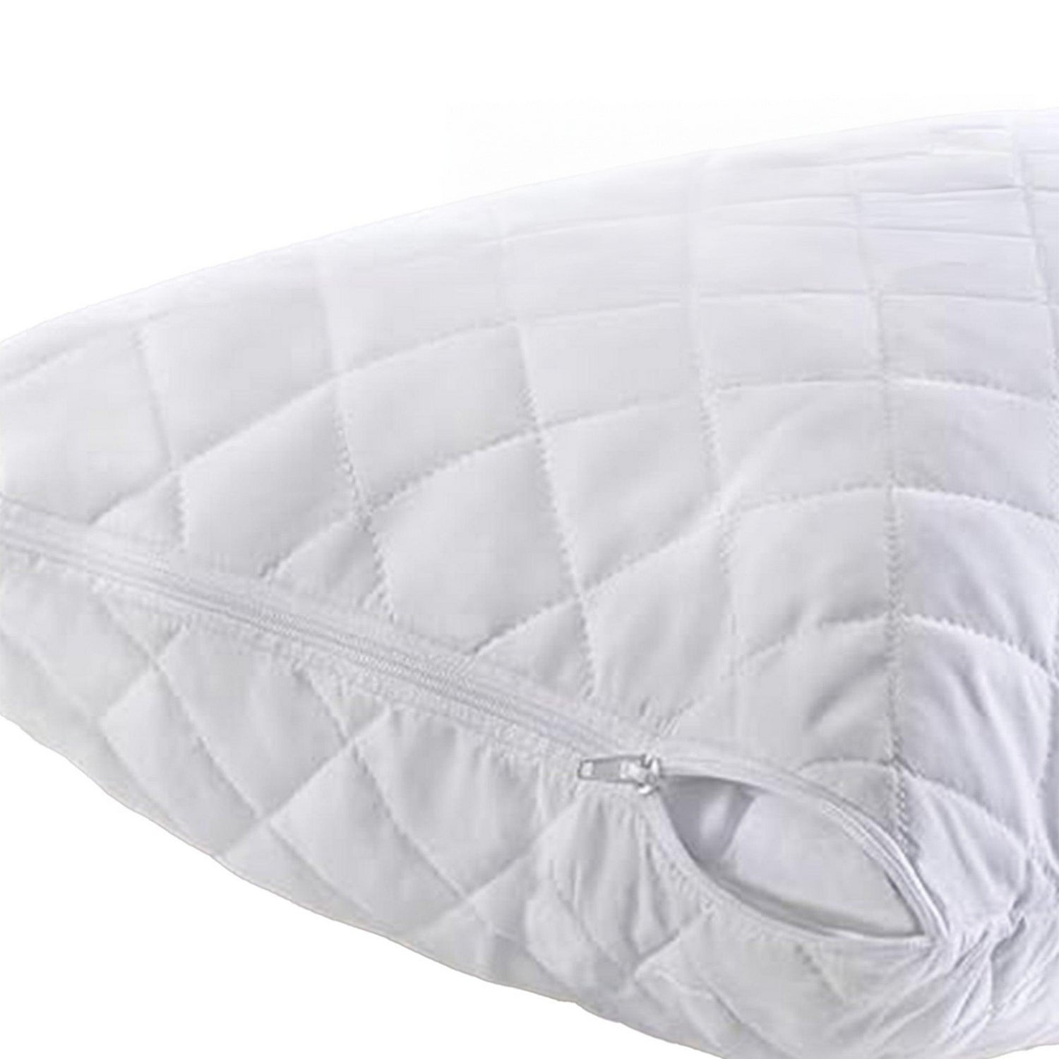 White - Back - K Collection Quilted Pillow Protector (Pack of 2)