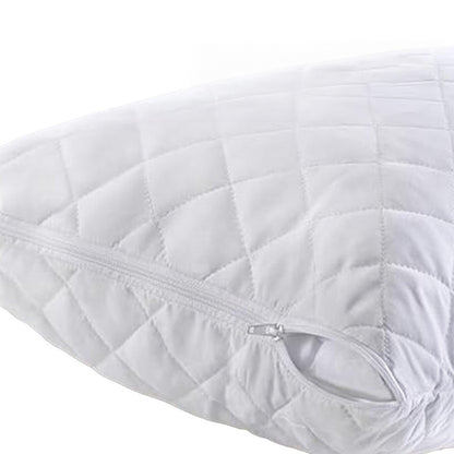 White - Back - K Collection Quilted Pillow Protector (Pack of 2)