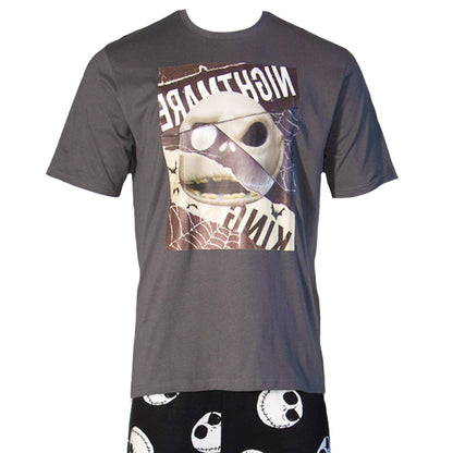 Grey-Black - Side - Nightmare Before Christmas Mens Jack Skellington Spider Web Pyjama Set