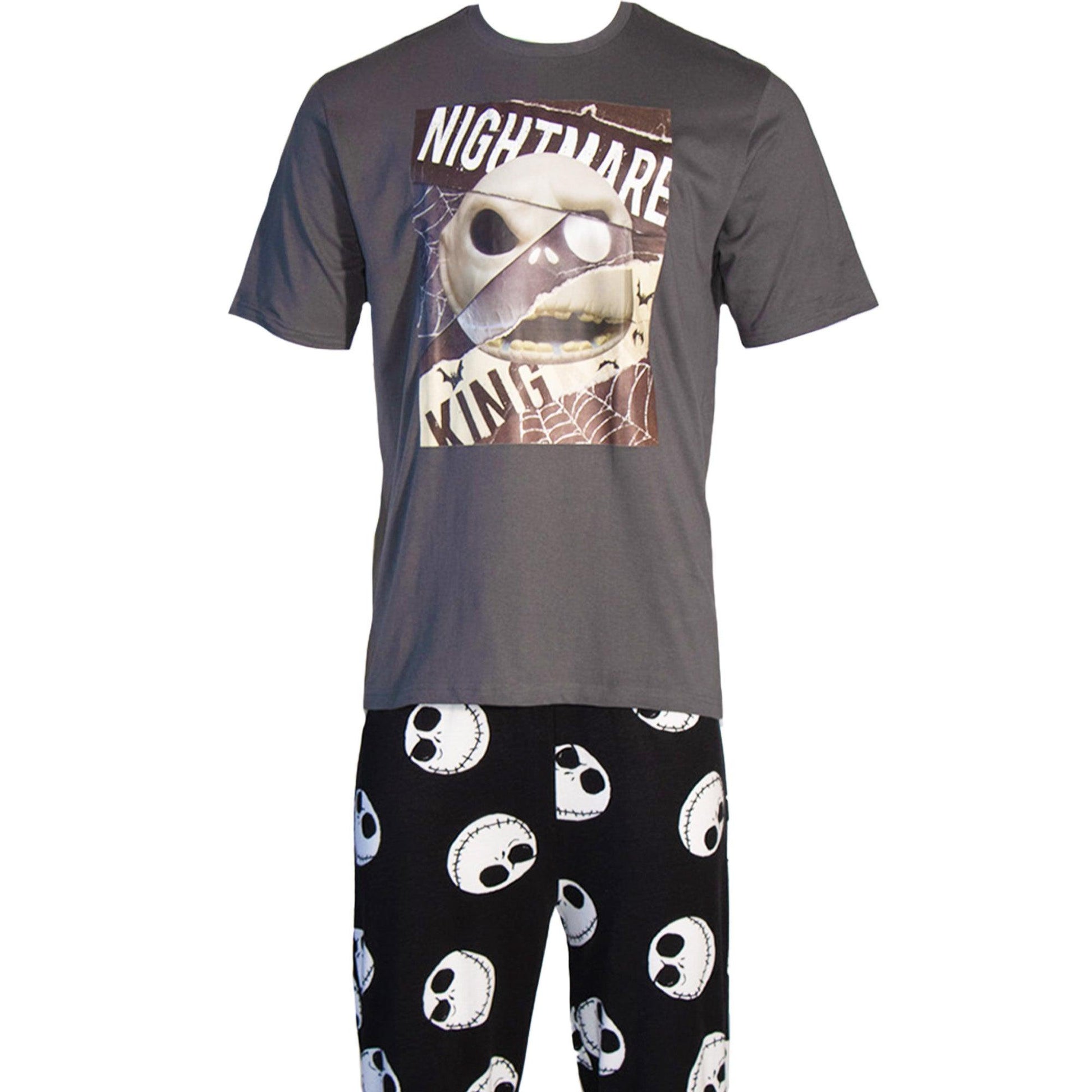 Grey-Black - Lifestyle - Nightmare Before Christmas Mens Jack Skellington Spider Web Pyjama Set