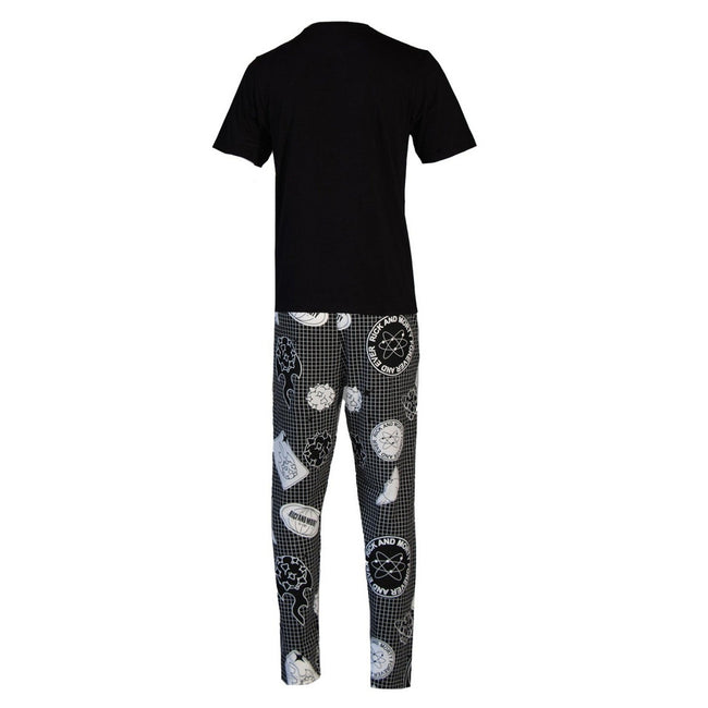 Black-White - Back - Rick And Morty Mens Grid Pyjama Set
