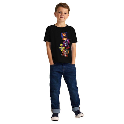 Blue-Grey-Black - Side - Five Nights At Freddys Childrens-Kids Collage T-Shirt (Pack of 3)