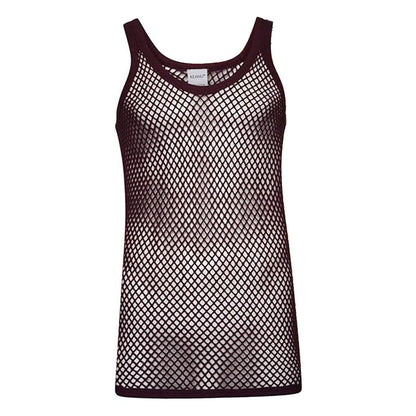 Burgundy-Orange-Blue-Black - Back - Keanu Mens String Vest Top (Pack of 4)