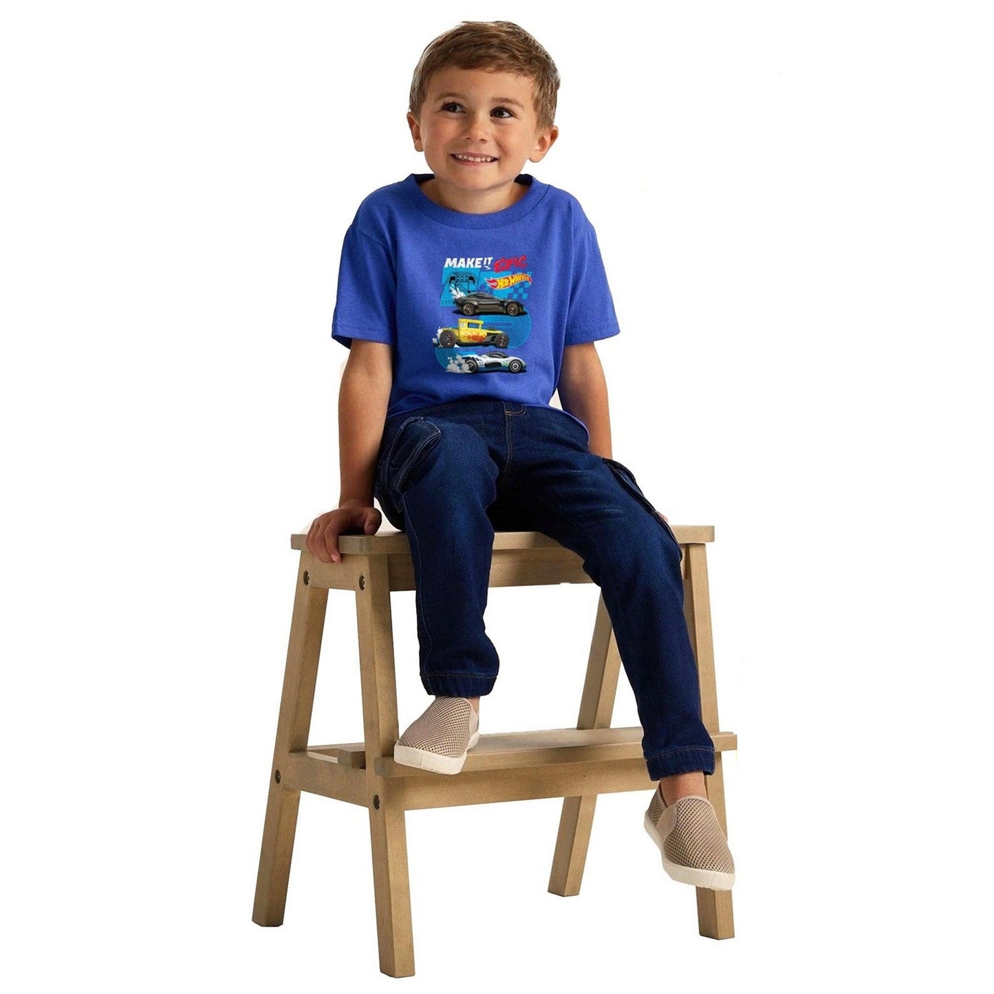 Black-Bright Blue-Navy Blue - Lifestyle - Hot Wheels Childrens-Kids Make It Epic Champion T-Shirt (Pack of 3)