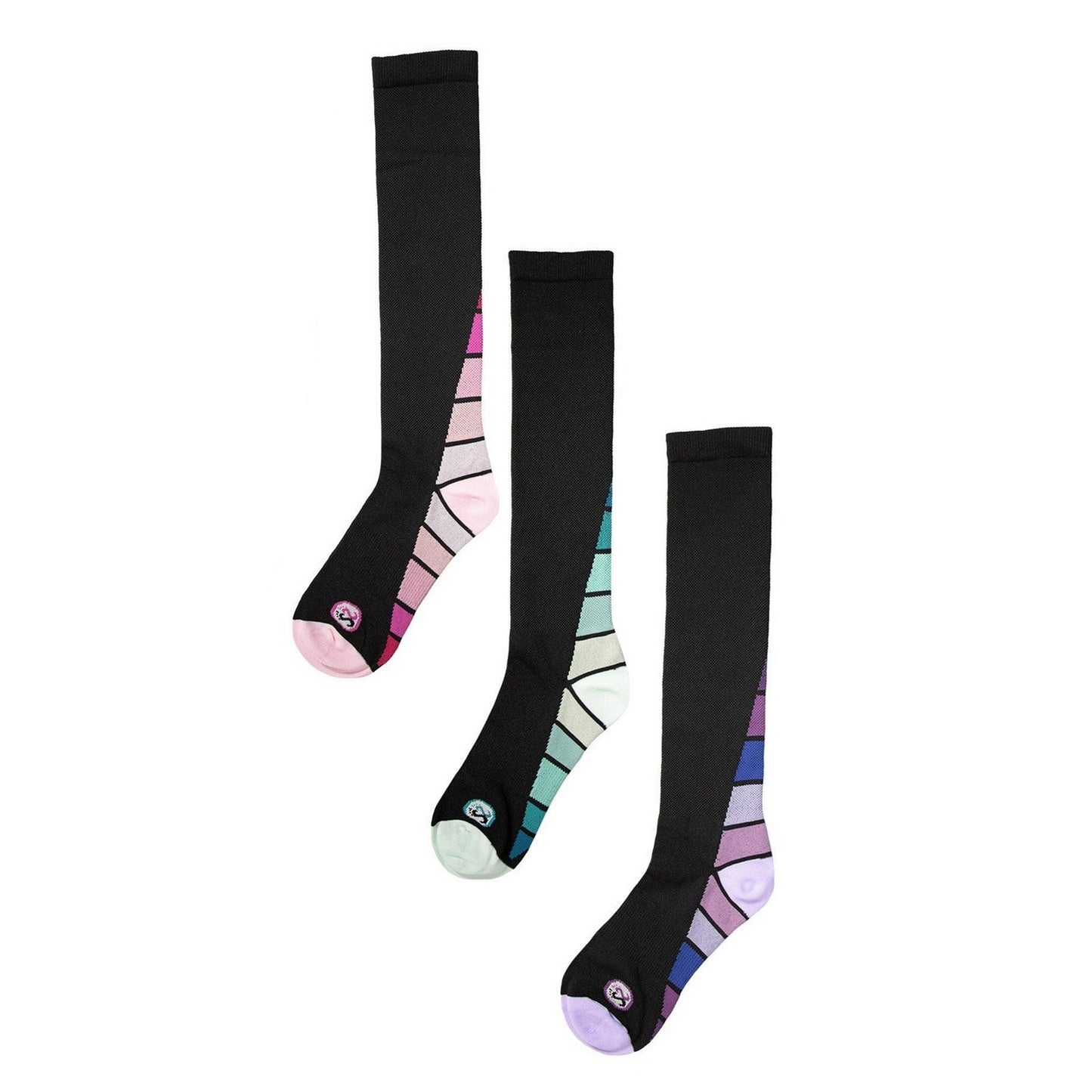 Multicoloured - Front - Soxy Womens-Ladies Compression Socks (Pack of 3)