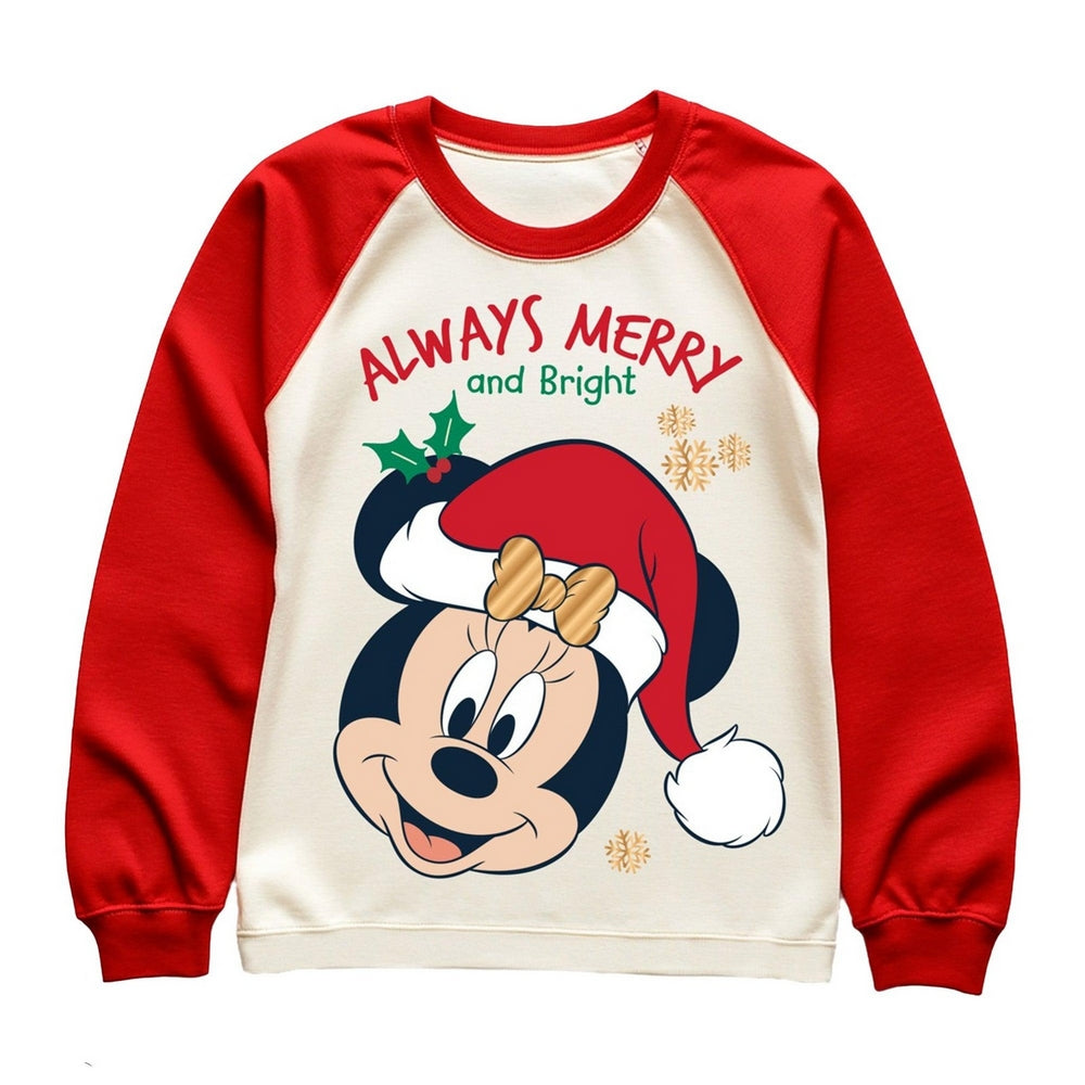 Red-White-Black - Back - Disney Womens-Ladies Always Merry And Bright Minnie Mouse Christmas Long Pyjama Set