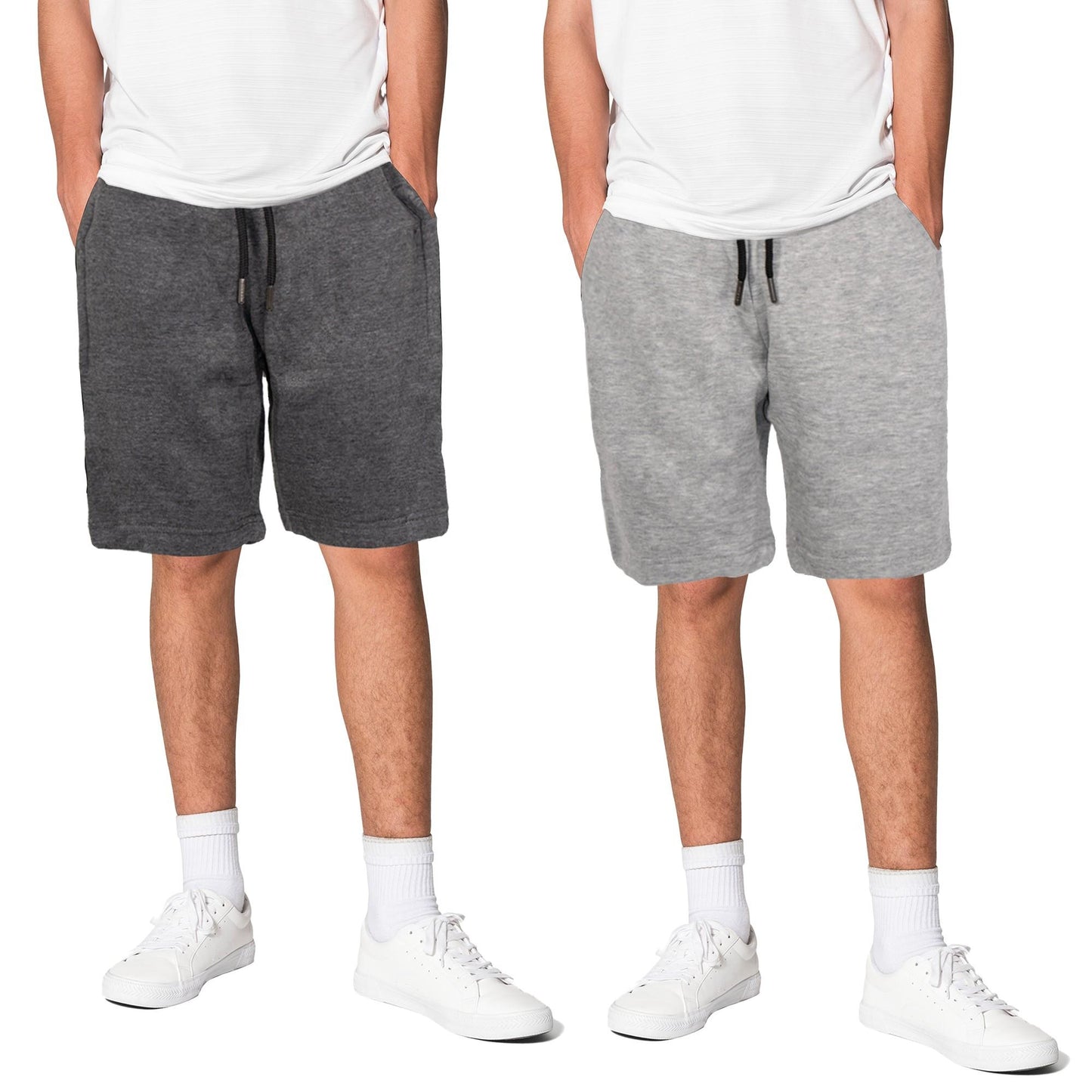 Charcoal-Light Grey - Front - Keanu Mens Regular Shorts (Pack of 2)