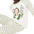 White-Green - Side - Elf Mens Striped Long-Sleeved Long Pyjama Set