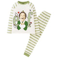 White-Green - Front - Elf Mens Striped Long-Sleeved Long Pyjama Set