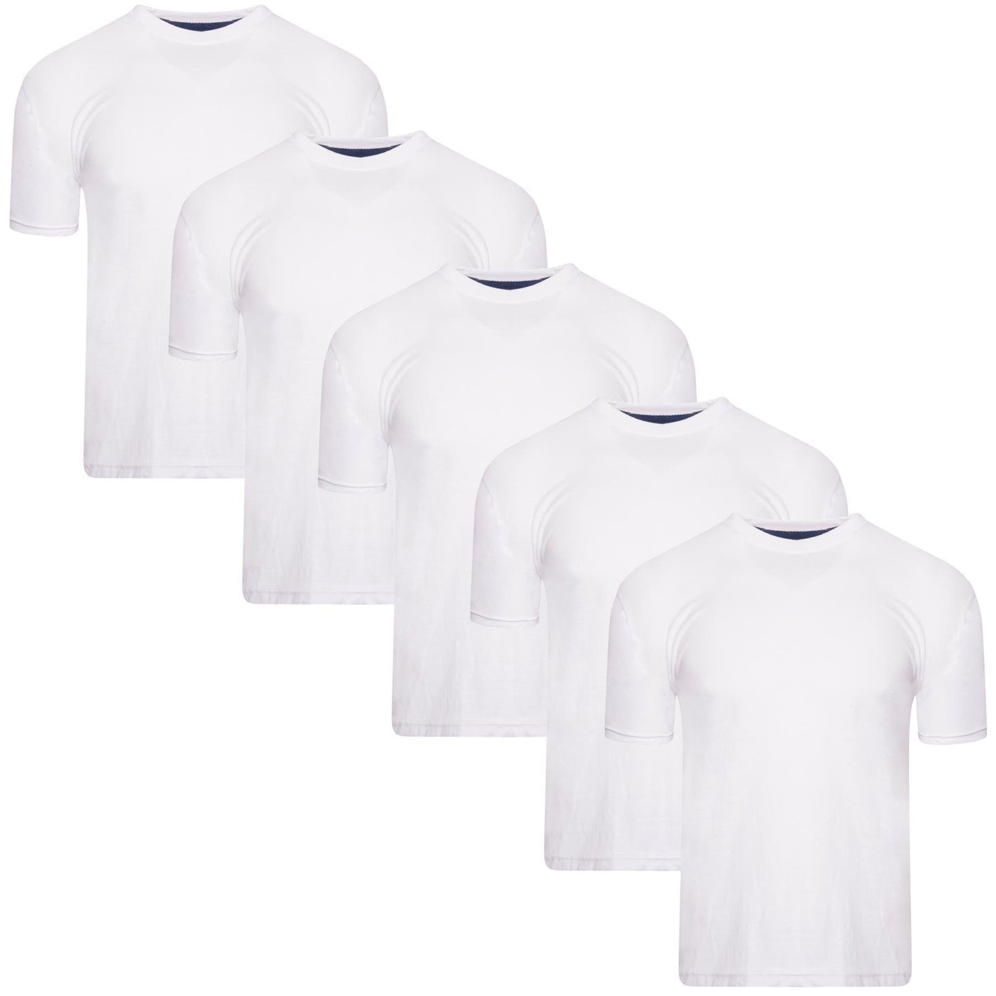 White - Front - Keanu Mens Plain T-Shirt (Pack of 5)