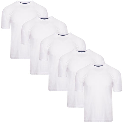 White - Front - Keanu Mens Plain T-Shirt (Pack of 5)