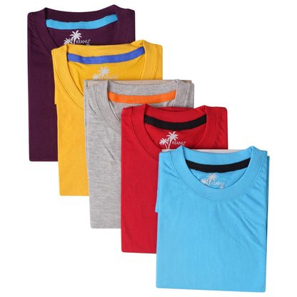 Multicoloured - Back - Keanu Mens Plain T-Shirt (Pack of 5)