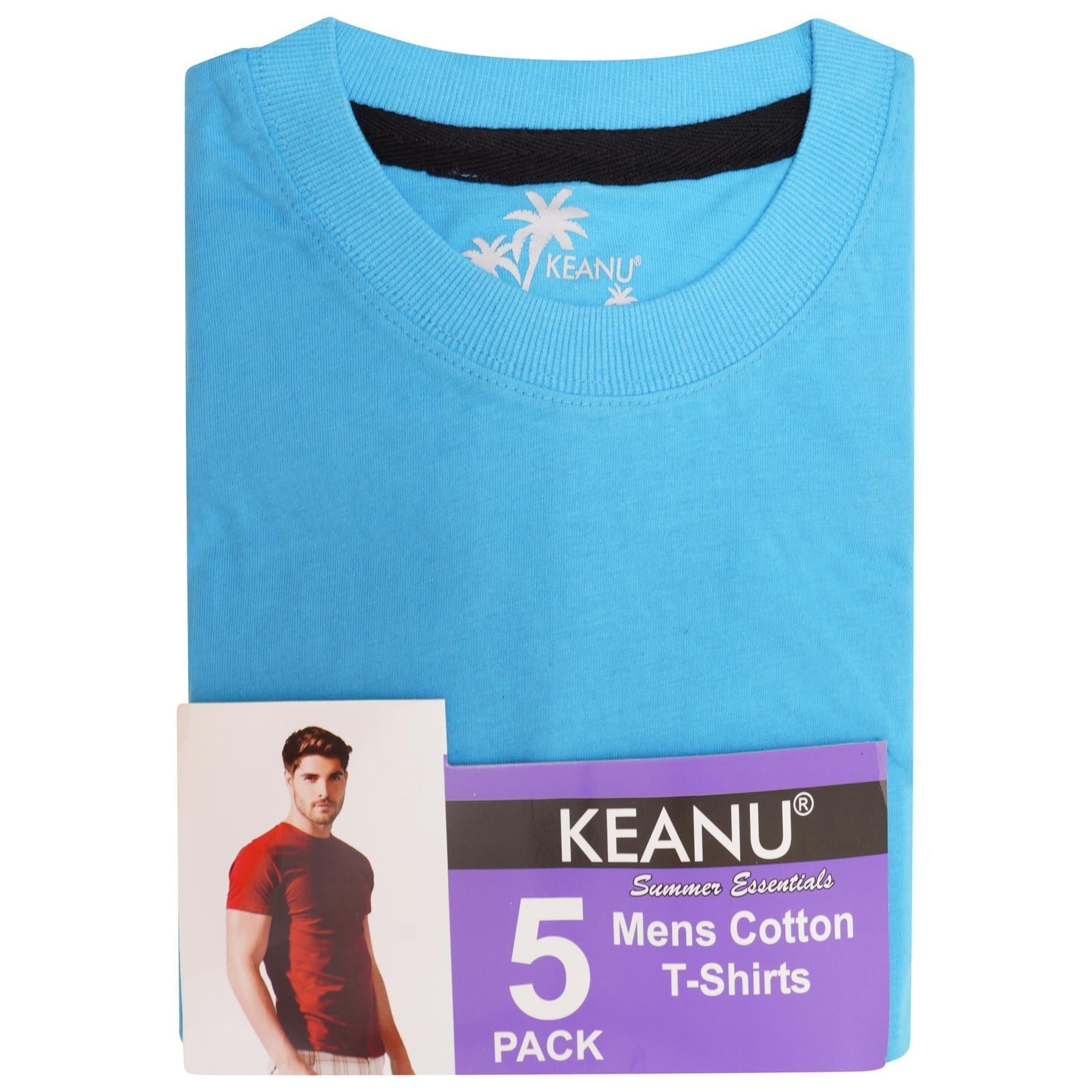 Multicoloured - Side - Keanu Mens Plain T-Shirt (Pack of 5)