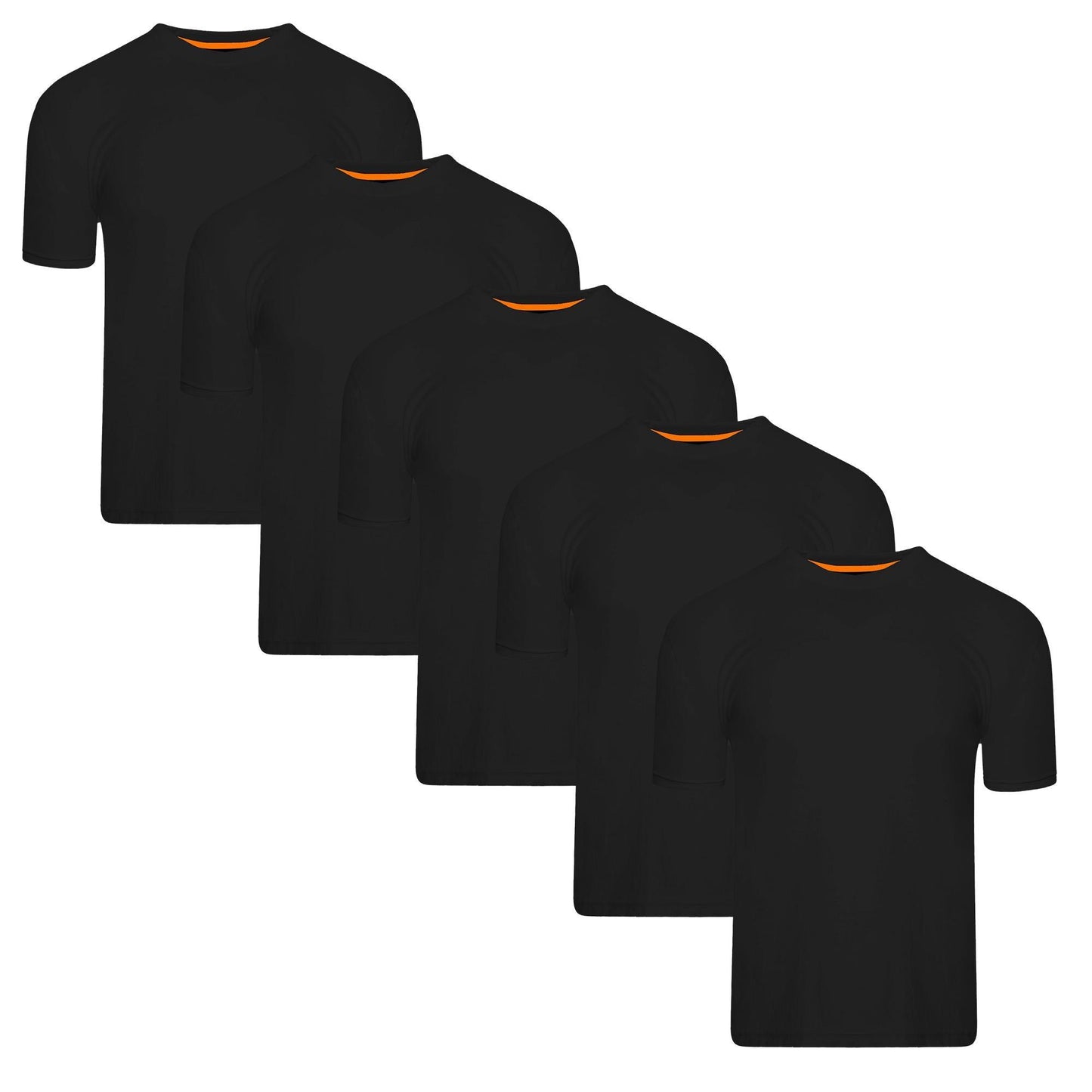 Black - Front - Keanu Mens Plain T-Shirt (Pack of 5)