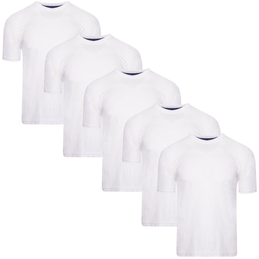 White - Front - Keanu Mens Plain T-Shirt (Pack of 5)