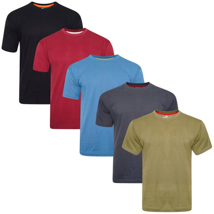 Black-Red-Blue-Grey-Green - Front - Keanu Mens Plain T-Shirt (Pack of 5)