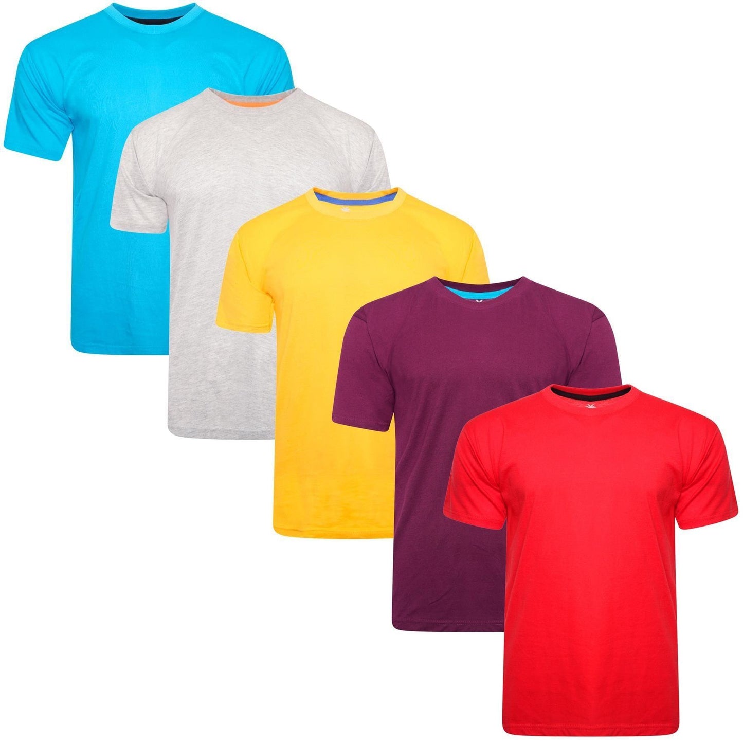 Multicoloured - Front - Keanu Mens Plain T-Shirt (Pack of 5)
