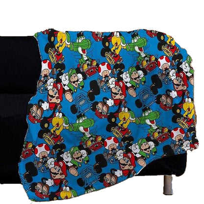 Multicoloured - Back - Nintendo Vroom Fleece Super Mario Blanket