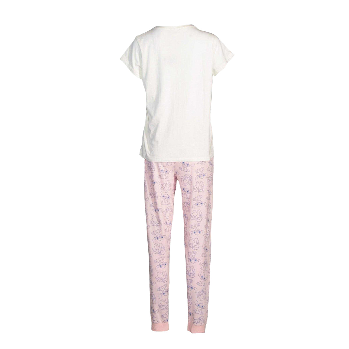 White-Pink - Back - Disney Womens-Ladies Angel Printed Pyjama Set