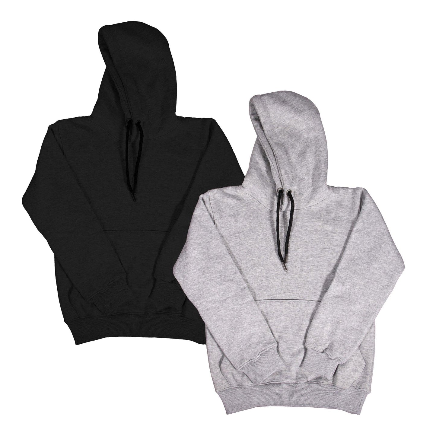 Black-Grey - Front - Keanu Childrens-Kids Fleece Lined Drawstring Hoodie (Pack of 2)