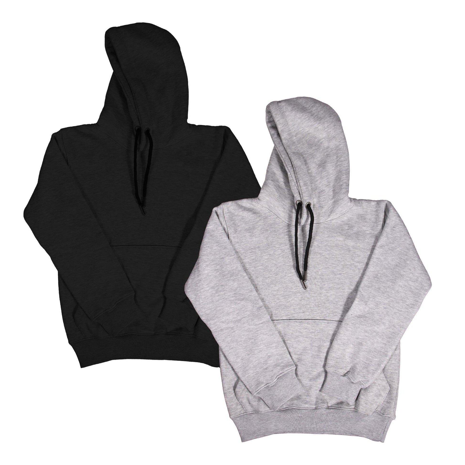 Black-Grey - Front - Keanu Childrens-Kids Fleece Lined Drawstring Hoodie (Pack of 2)