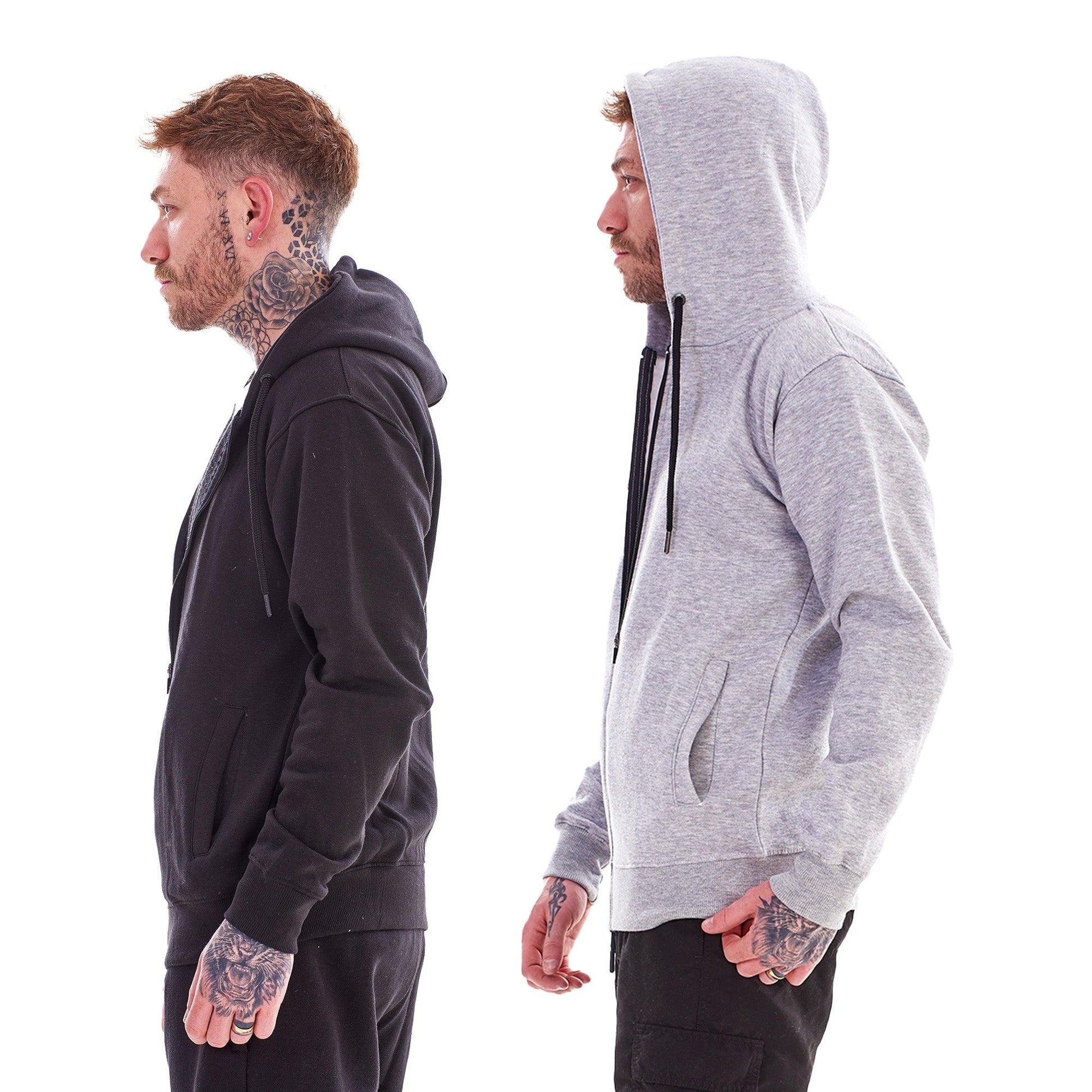Black-Heather Grey - Pack Shot - Keanu Childrens-Kids Fleece Full Zip Drawstring Hoodie