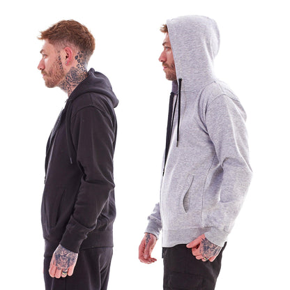 Black-Heather Grey - Pack Shot - Keanu Childrens-Kids Fleece Full Zip Drawstring Hoodie