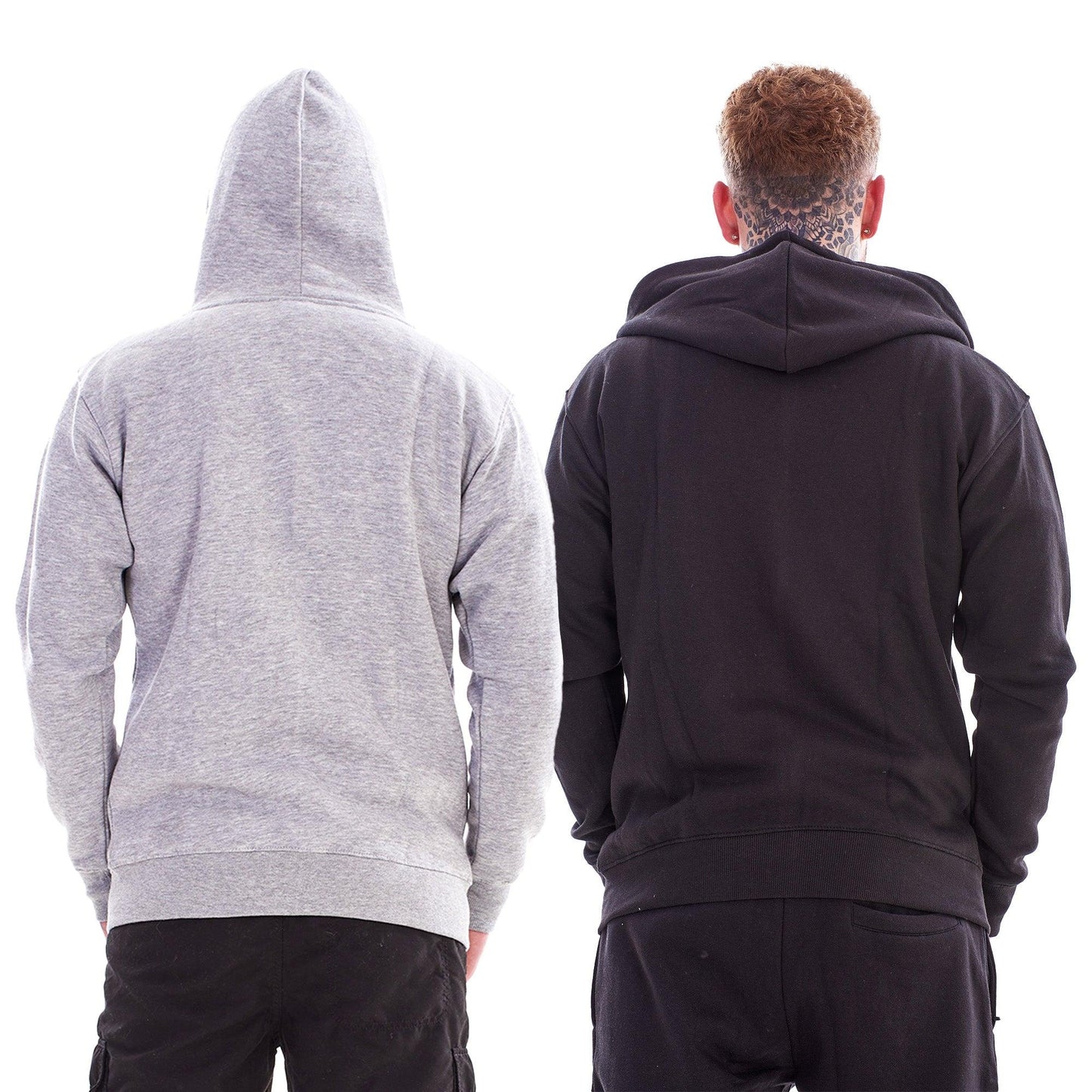Black-Heather Grey - Back - Keanu Childrens-Kids Fleece Full Zip Drawstring Hoodie