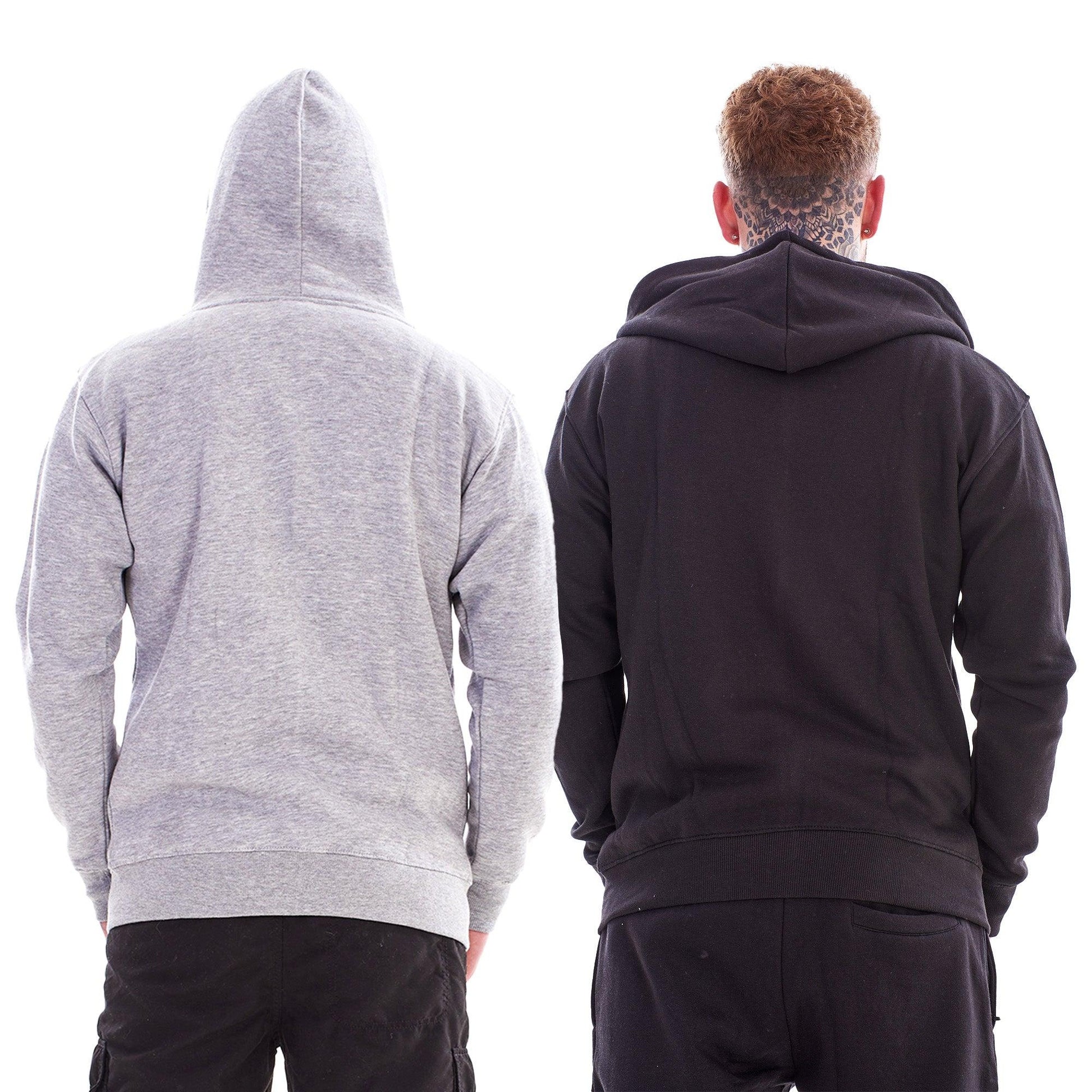 Black-Heather Grey - Back - Keanu Childrens-Kids Fleece Full Zip Drawstring Hoodie