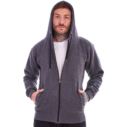 Navy-Charcoal - Lifestyle - Keanu Childrens-Kids Fleece Full Zip Drawstring Hoodie