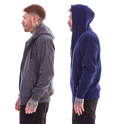 Navy-Charcoal - Pack Shot - Keanu Childrens-Kids Fleece Full Zip Drawstring Hoodie
