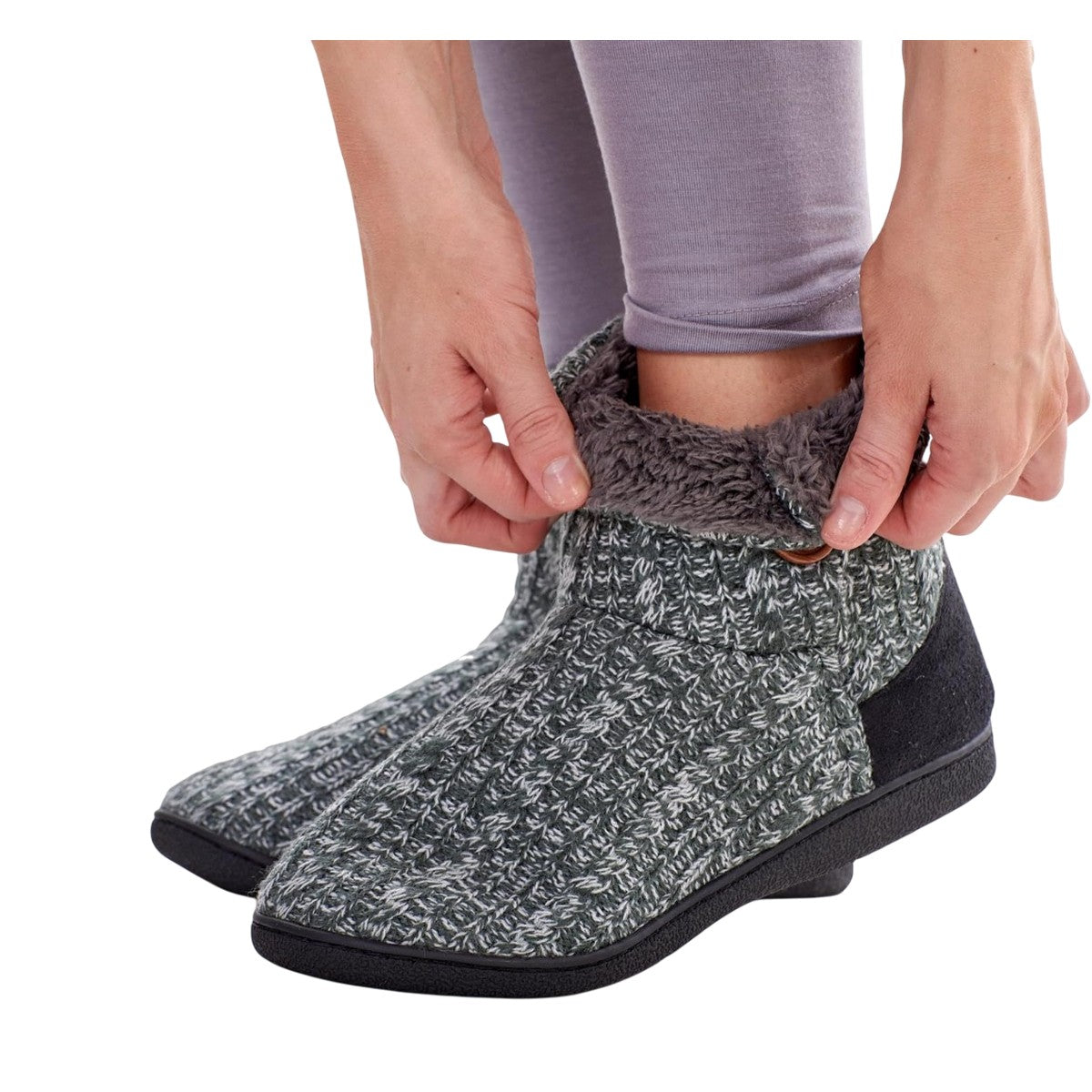 Grey - Lifestyle - Keanu Womens-Ladies Cable Knit Slipper Boots
