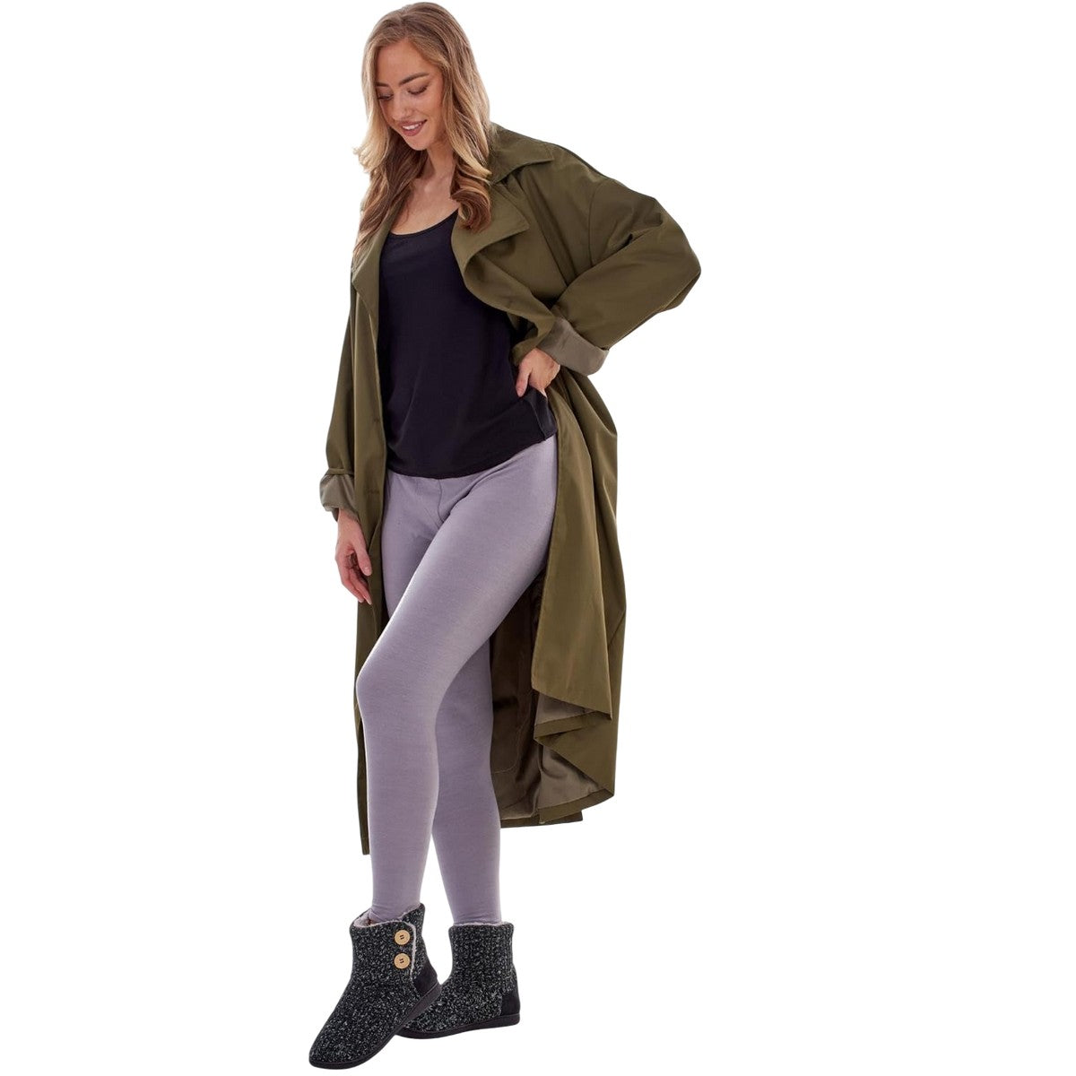 Black - Pack Shot - Keanu Womens-Ladies Cable Knit Slipper Boots