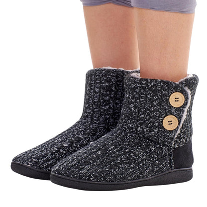 Black - Lifestyle - Keanu Womens-Ladies Cable Knit Slipper Boots