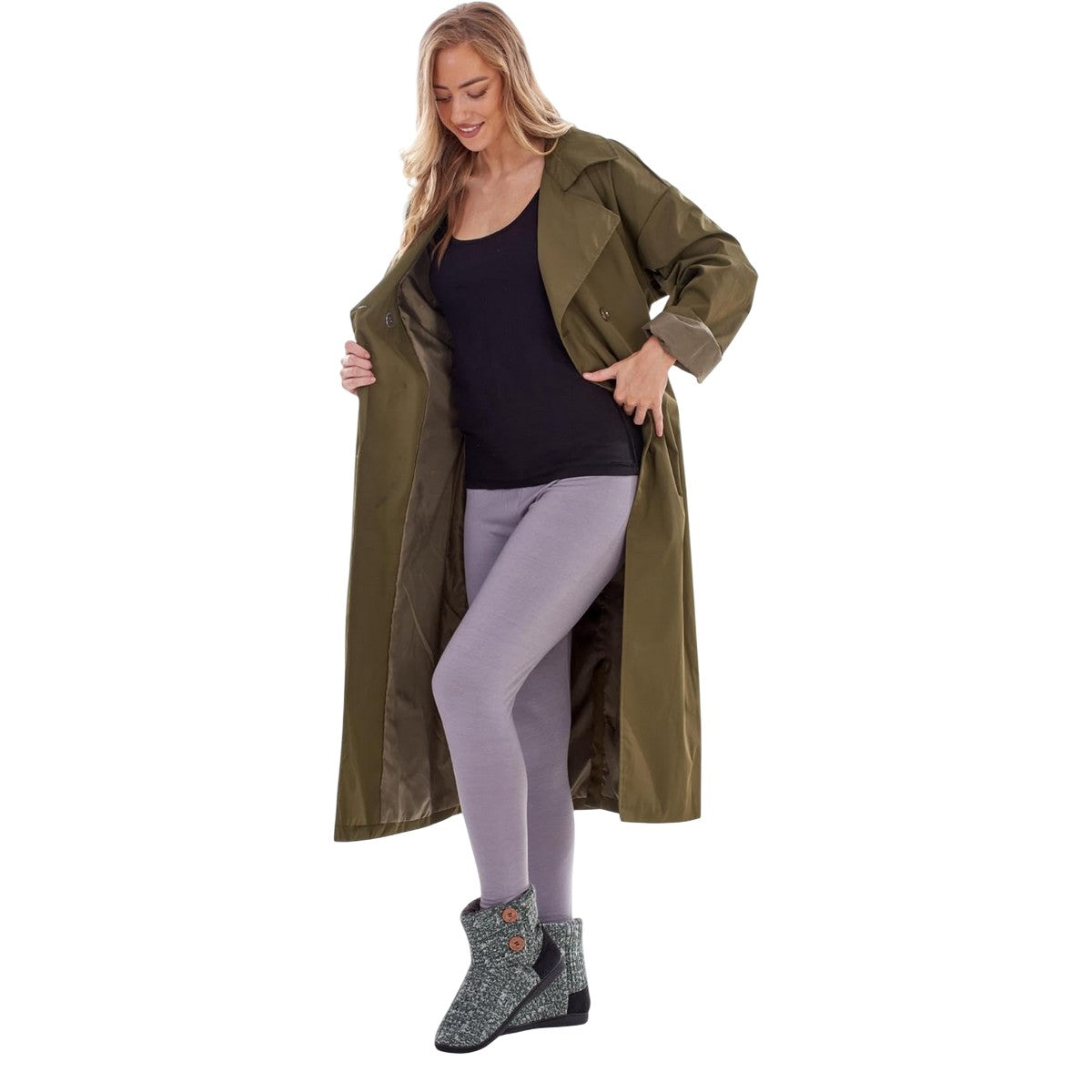 Grey - Close up - Keanu Womens-Ladies Cable Knit Slipper Boots