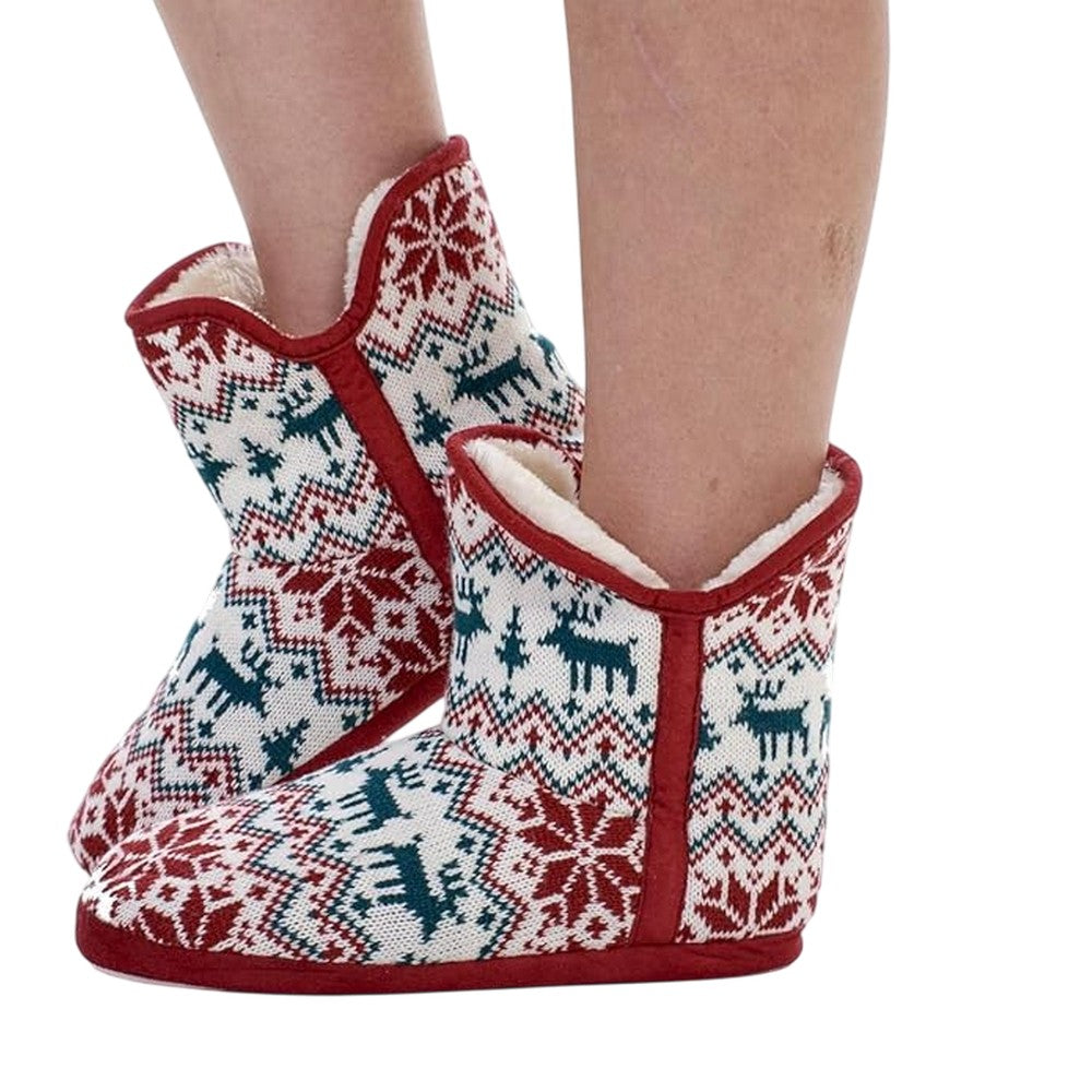 Multicoloured - Lifestyle - Keanu Womens-Ladies Fair Isle Faux Fur Lined Slipper Boots