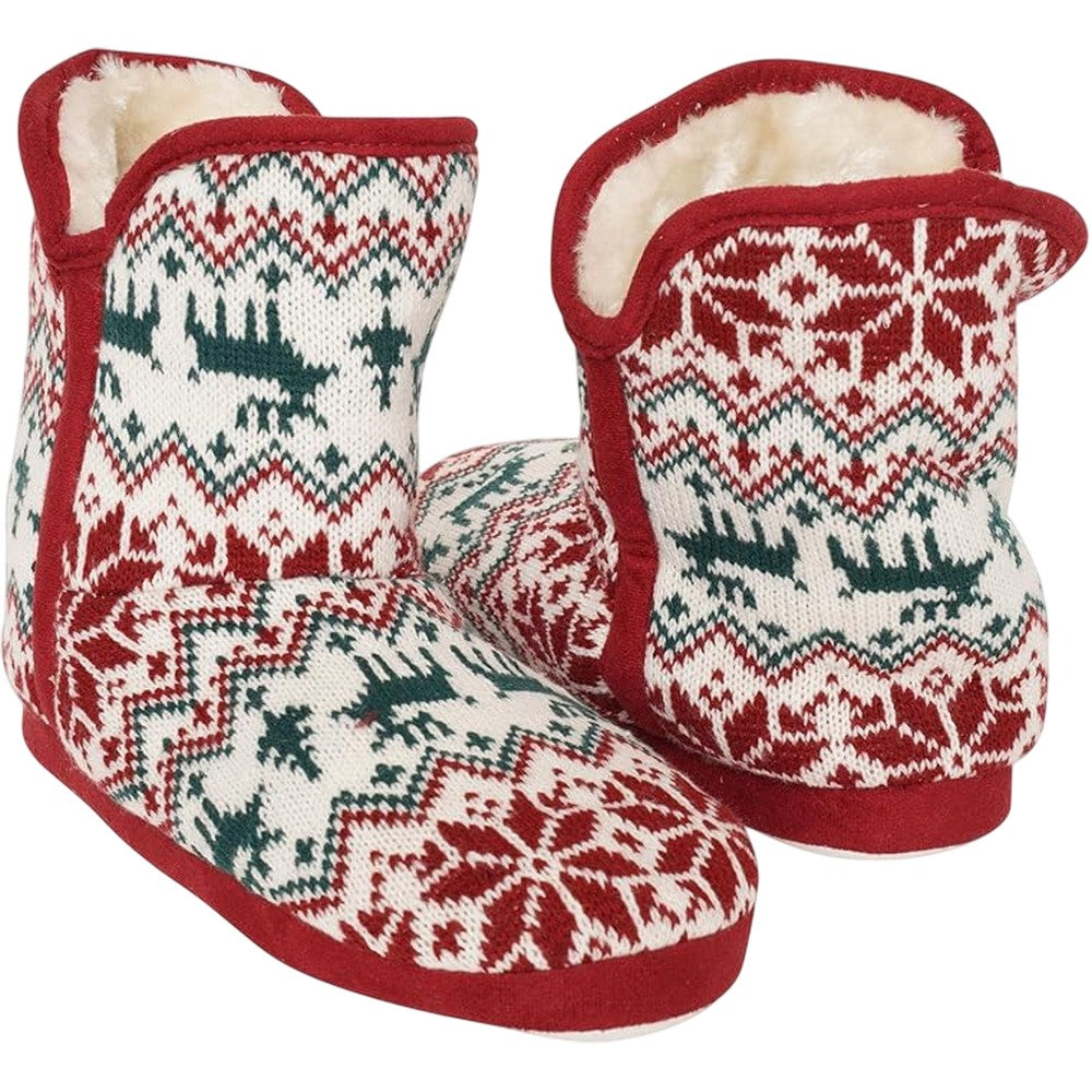 Multicoloured - Side - Keanu Womens-Ladies Fair Isle Faux Fur Lined Slipper Boots