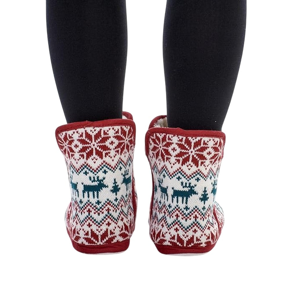 Multicoloured - Back - Keanu Womens-Ladies Fair Isle Faux Fur Lined Slipper Boots
