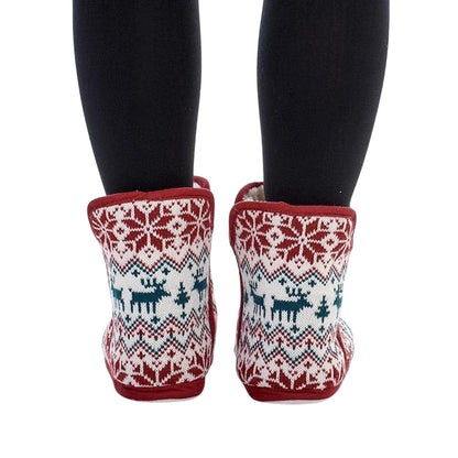 Multicoloured - Back - Keanu Womens-Ladies Fair Isle Faux Fur Lined Slipper Boots