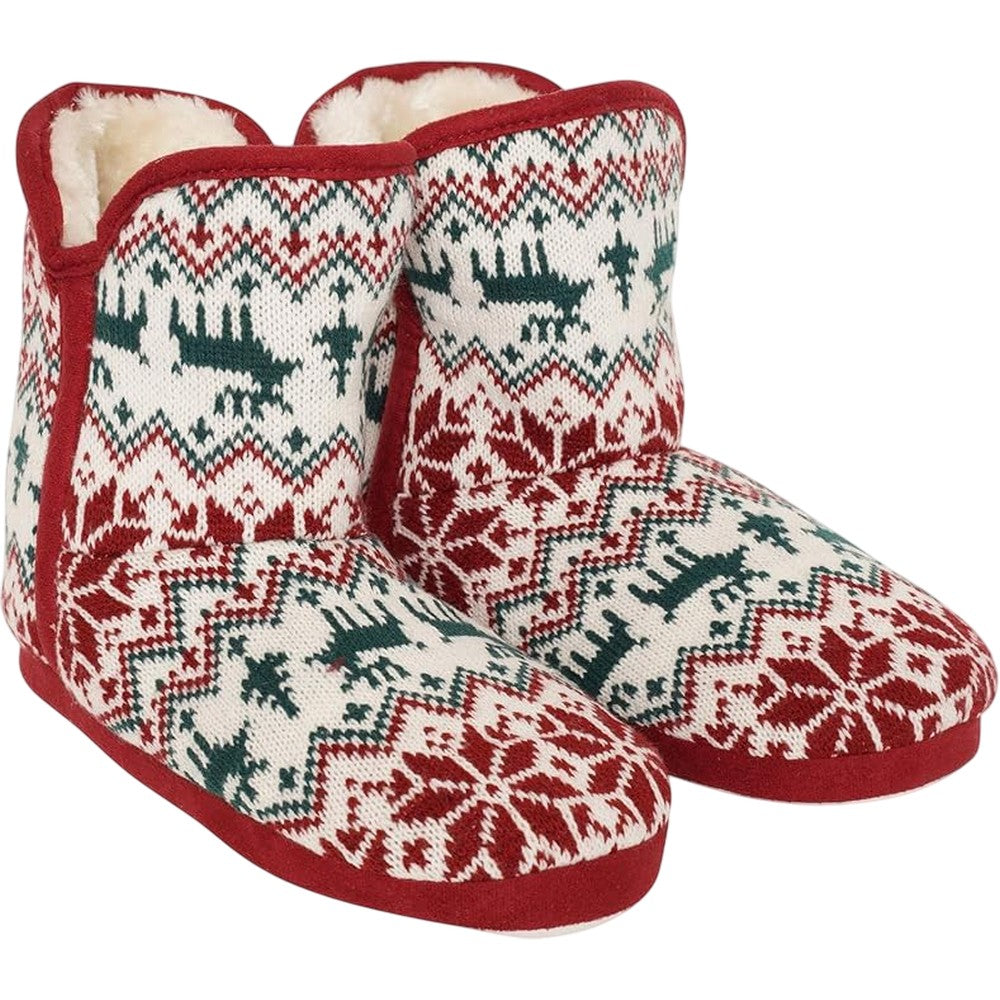 Multicoloured - Front - Keanu Womens-Ladies Fair Isle Faux Fur Lined Slipper Boots
