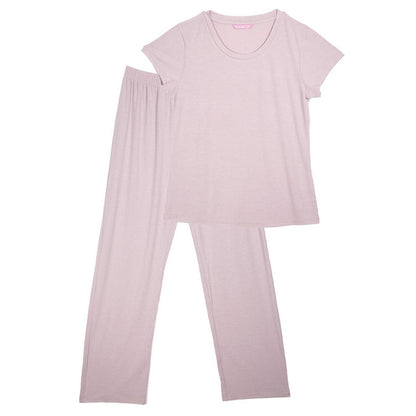 Beige - Front - Keanu Womens-Ladies Viscose Ribbed Loungewear Set (Pack of 2)