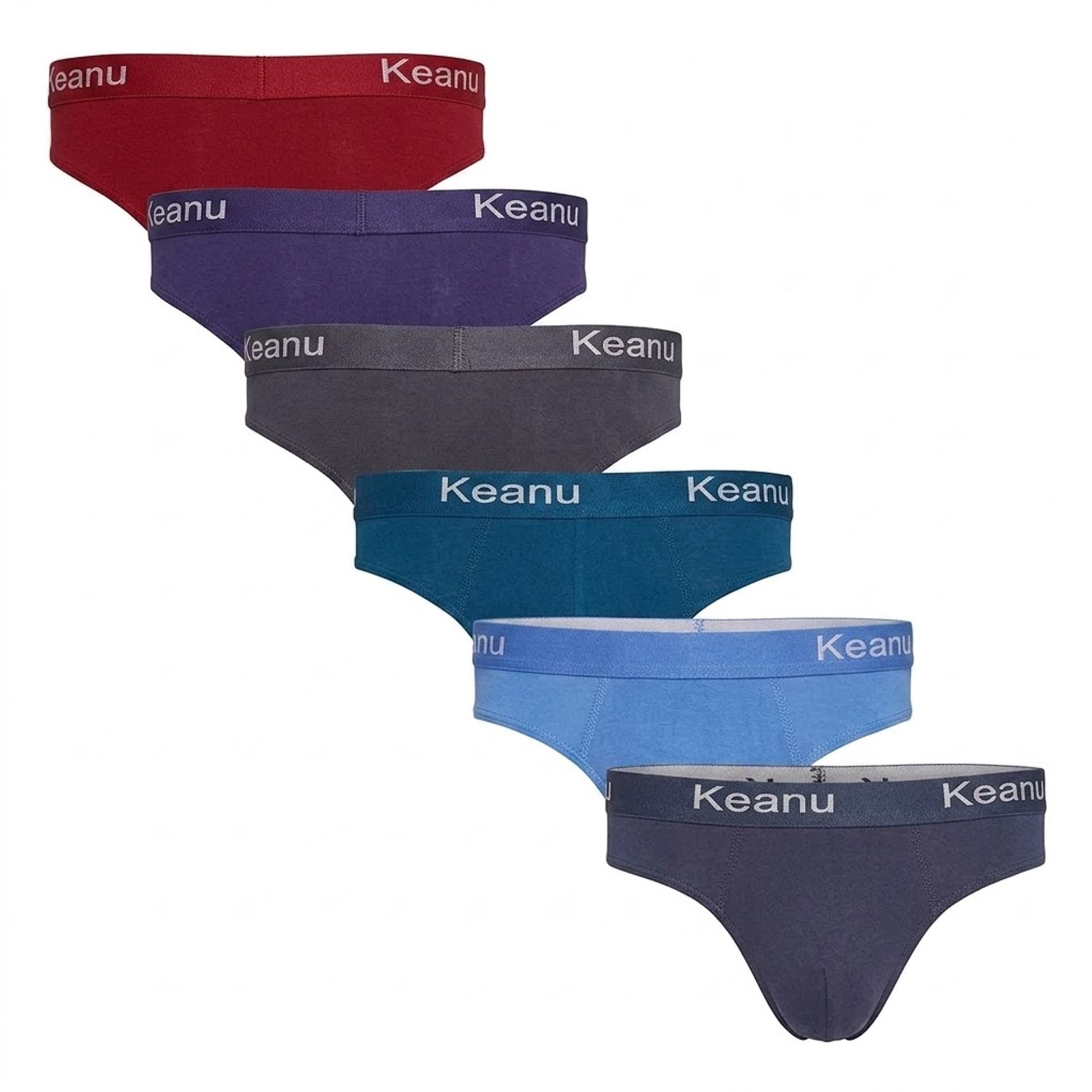 Red-Purple-Black-Blue - Back - Keanu Mens Plain Briefs (Pack of 6)