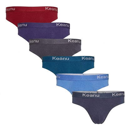 Red-Purple-Black-Blue - Back - Keanu Mens Plain Briefs (Pack of 6)